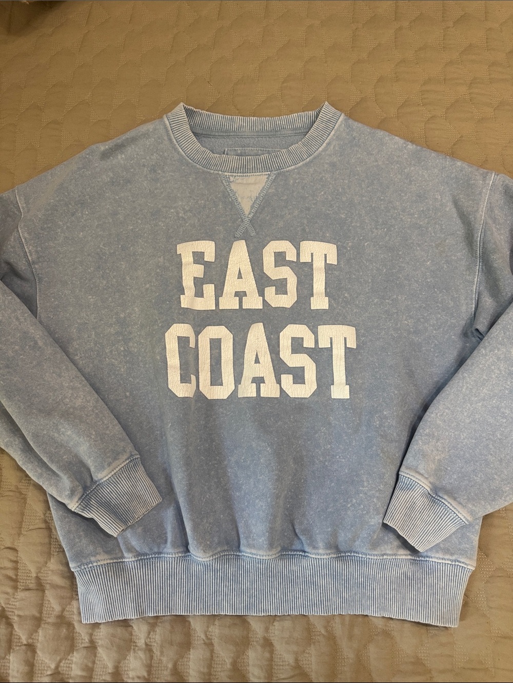 American Eagle Outfitters Light Blue 'EAST COAST' Crewneck Sweatshirt